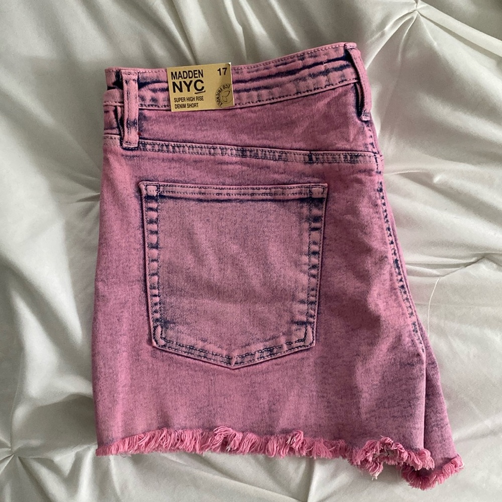 Madden NYC Super High Rise Denim Short Hot Pink